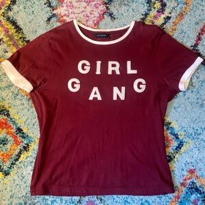 Burgundy 'Girl Gang' T-Shirt